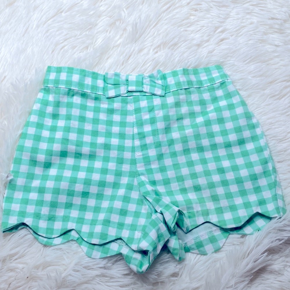 Crown & Ivy Green White Gingham Checkered Elastic Waist Shorts Girl’s Size 3T